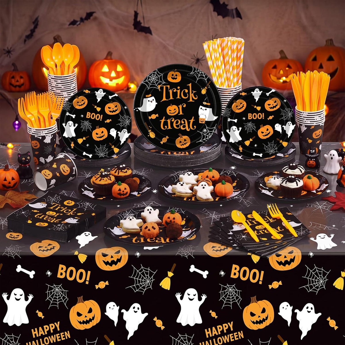 Ceenna Halloween Trick or Treat Party Supply Decoration for 50, Orange