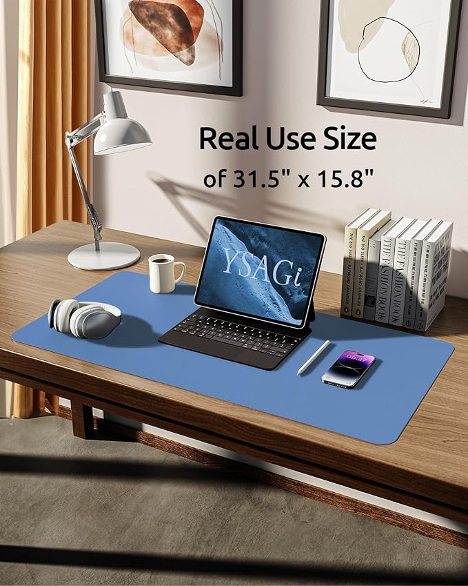 YSAGi Leather Desk Protector, Office Mat, Large Mouse Mat, Non-Slip PU Leather - Image 5