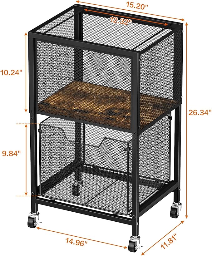 Tiaoheka Rolling File Cart, Mobile File Cabinet - Image 2