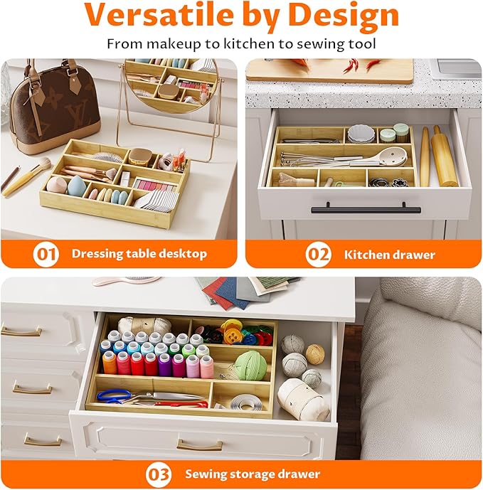 VA1KENE Bamboo Drawer Organizer - Image 7