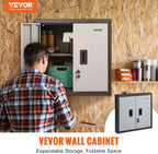 vevor foldable wall cabinet, metal garage locker mounted, side view