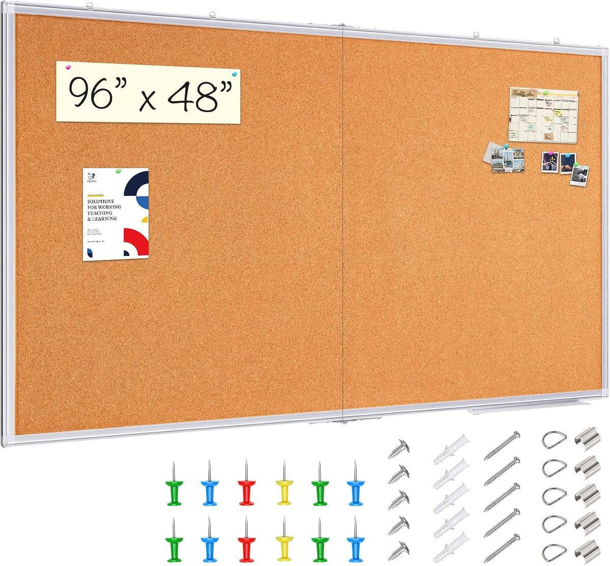Maxtek Cork Board 96 x 48 in, Large Bulletin Board for Wall Aluminum Framed