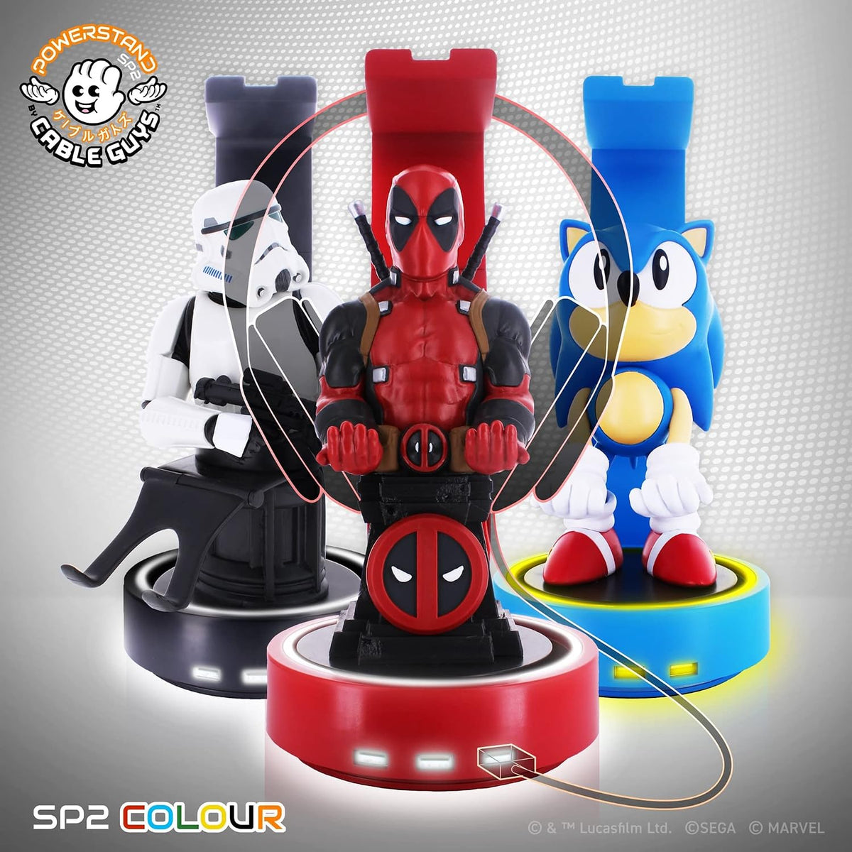 Cable Guys Powerstand SP2: RED - Light Up Three Port Charging Station & H...