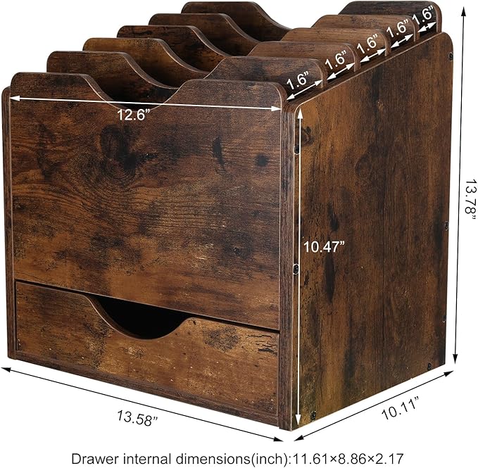 PAG Wood Desktop File Holder Organizer Mail Sorter - Image 4