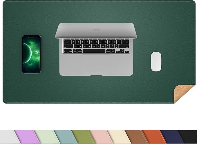 AFIING Dual-Sided Desk Pad, Natural Cork & PU Leather Large Mouse mats by AFIING