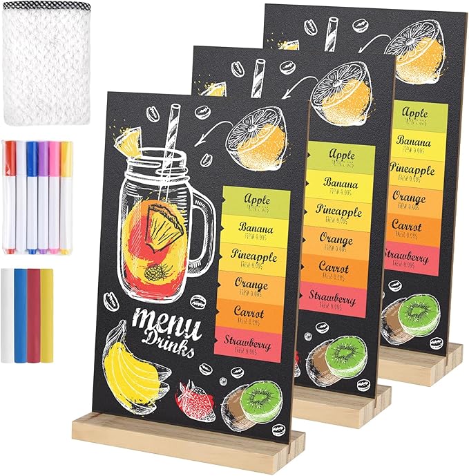 BOUBONI 3 Pack Small Chalkboard Signs by Bringsparkletoeverydaylife
