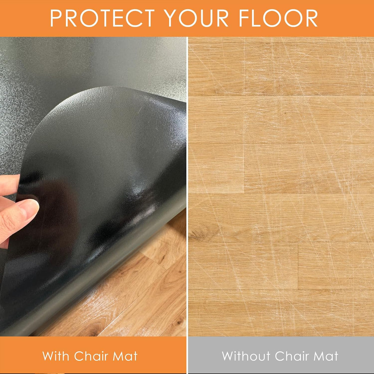 Kuyal Chair mat for Hardwood Floor 46 x 72 inches Rectangle Floor Mats Wood/T...