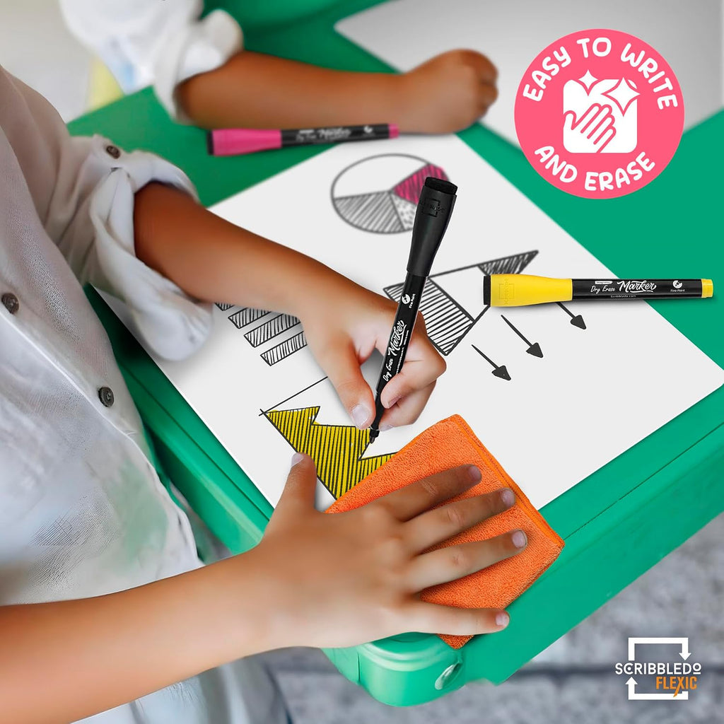SCRIBBLEDO Small Grid Dry Erase Sheets 9”x12” Math Practice Small White Board Sheets Math Manipulatives Quad Graph Whiteboard Sheets Math Supplies Homeschool Teacher Students Classroom Pack of 10
