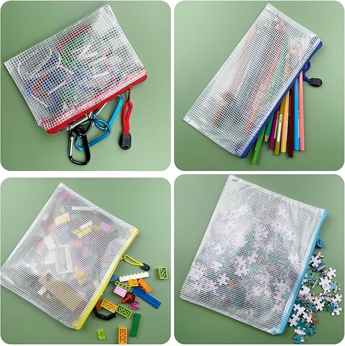 Oaimyy-18PCS-12 x 16 Inches-Mesh Zipper Pouch, Plastic Zip File Folders Puzzle - Image 4