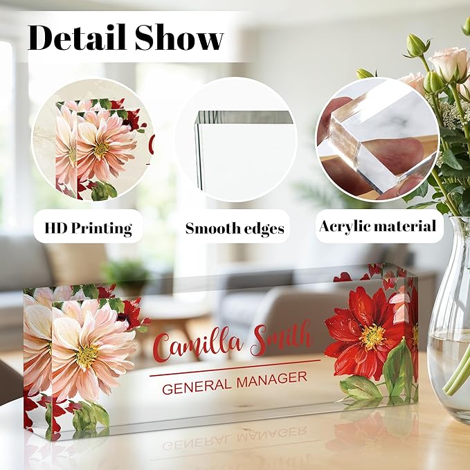 Personalized Name Plate for Desk, Custom Acrylic Desk Name Sign, Office - Image 2