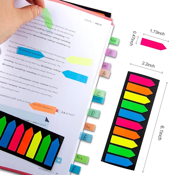 Golcellia Fluorescent Translucent Sticky Note Flags, Arrow Index Tabs, Page - Image 2