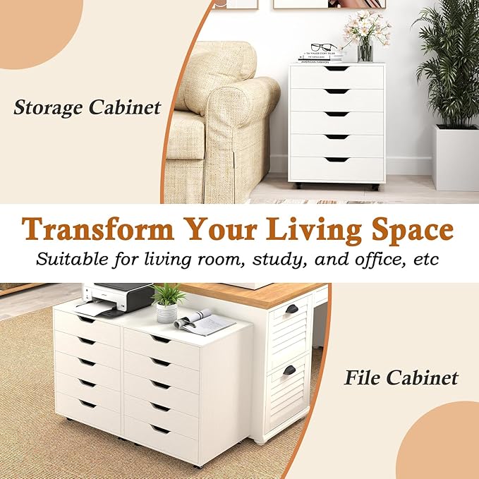 Giantex 5-Drawer Mobile Storage Cabinet - Image 7