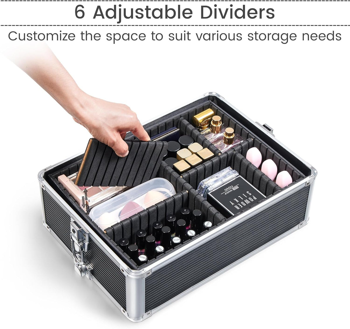 Yaheetech 5 in 1 Rolling Makeup Train Case, Lockable Black Cosmetology Cart