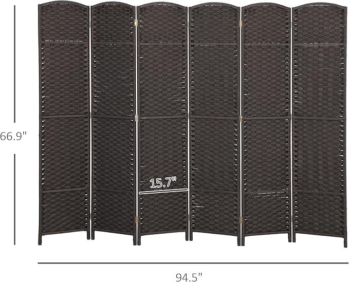 HOMCOM Room Divider, 6 Panel Folding Privacy Screen, 5.6' Tall Freestanding - Image 7