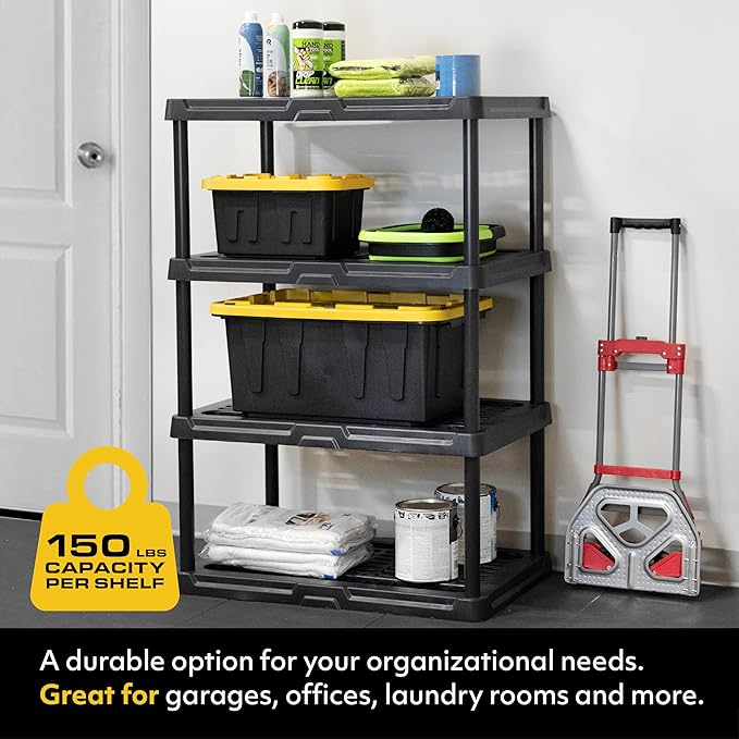 CENTREX CX 4-Tier Plastic Storage Shelving Unit, Heavy Duty, 150lbs Per Shelf - Image 3