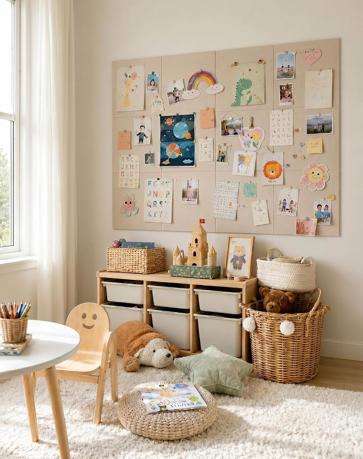 Aothia 48" x 36" Large Felt Bulletin Board, Oatmeal