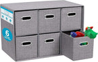 BIRDROCK HOME Linen Cube Organizer Shelf w/ 6 Storage Fabric Bins by BIRDROCKHOME