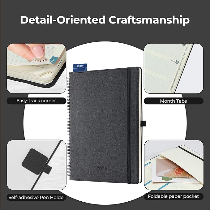 IN-LUXPRO Planner 2026 Daily Weekly and Monthly, 11.5"x8.5", 12 Months Spiral - Image 6