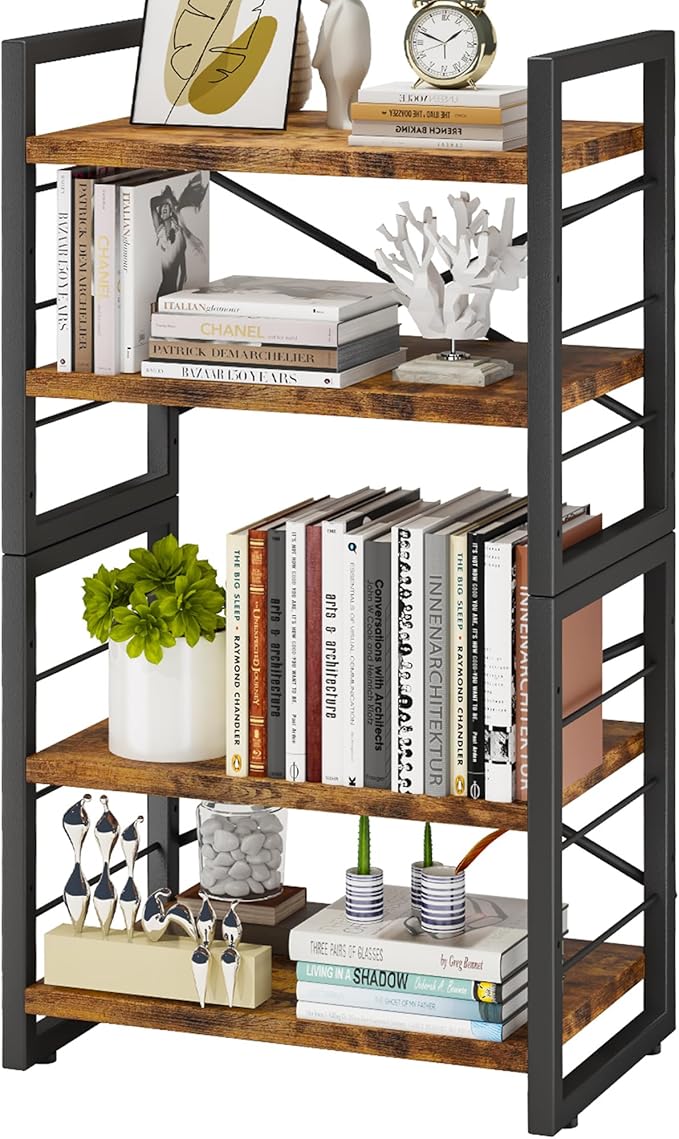 Homeiju Bookshelf, Dorm Desk Hutch, Desk Shelf Organizer, 4 Tier Stackable by Homeiju