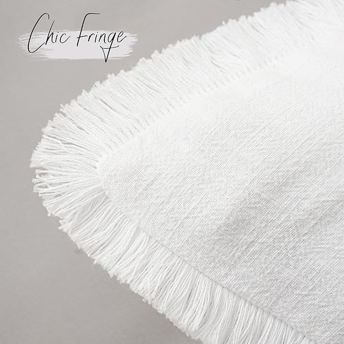 Foindtower Set of 2 Decorative Linen Fringe Throw Pillow Covers Cozy Boho - Image 3