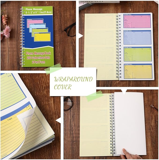 Sinmoe 6 Pcs Spiral Bound Phone Message Book - Image 4