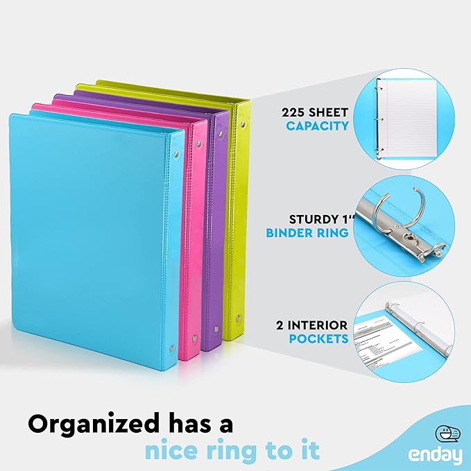 1 Inch 3 Ring Binder 1” Binder Clear View Cover - Image 3