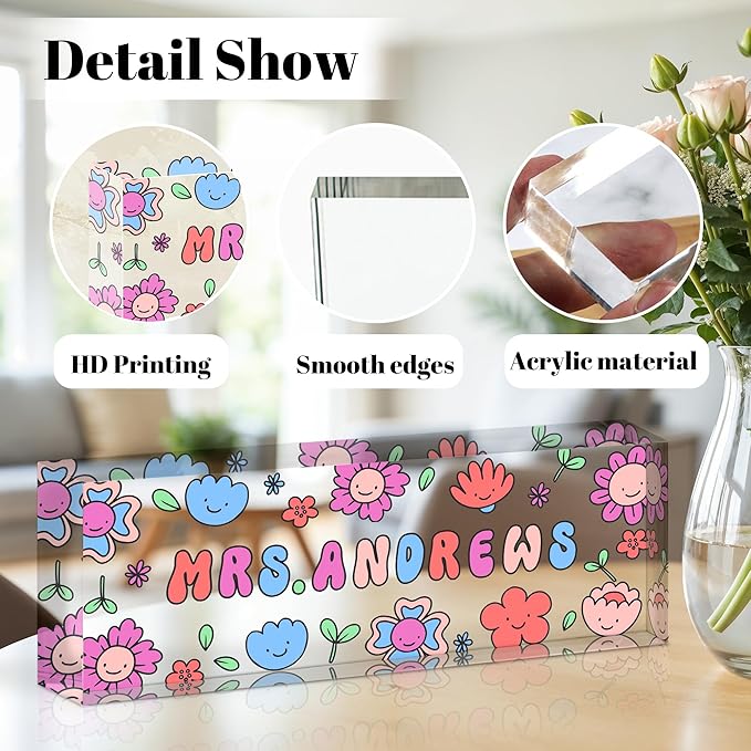 Personalized Name Plate for Desk, Custom Acrylic Desk Name Sign, Office - Image 2