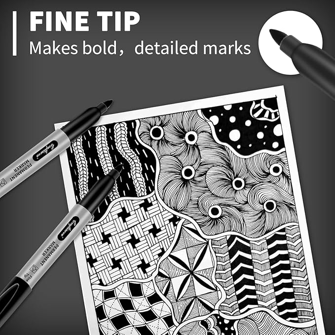 craftinova Black Permanent Markers Bulk Fine Point, Fine Tip Markers Set - Image 2