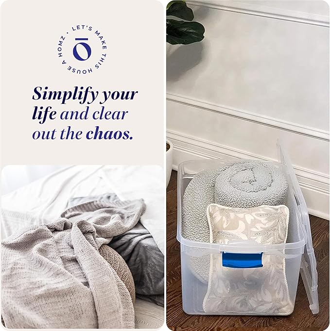 HOMZ 2-Pack Latching Lid, Large Clear Plastic Storage Bins - Image 6