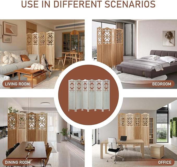 ALeesing 4 Panel Room Divider Fully Assembled, Carved Room Dividers and Folding - Image 7