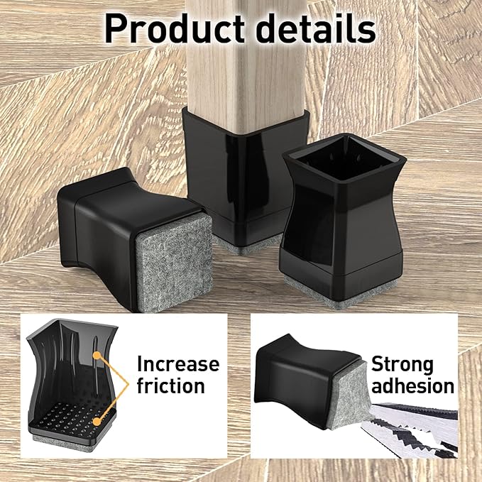Square Chair Leg Protectors for Hardwood Floors - Image 3