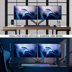 mount-it! dual monitor desk mount, 13-32", 17.6 lbs on a desk or shelf