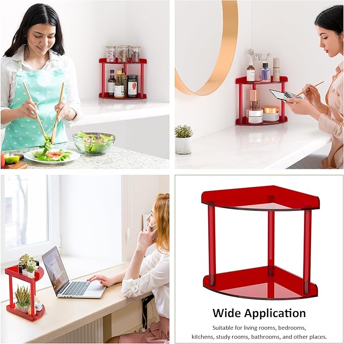 Sezanrpt 2 Tier Countertop Corner Organizer Shelf 7x7x8 Inch, Vanity Storage - Image 6