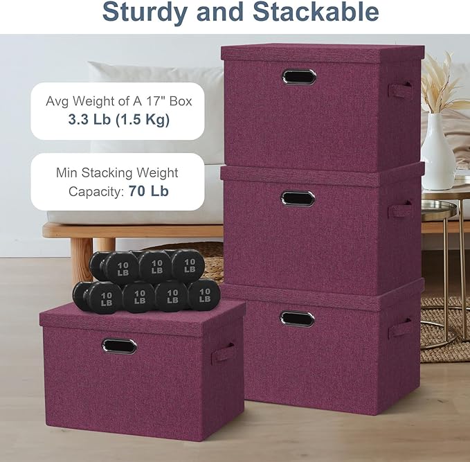 Graciadeco Large 17" 36 Quart Collapsible Stackable Storage Bins - Image 3