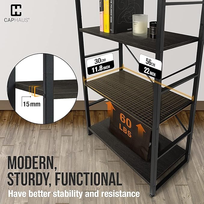 CAPHAUS 2 Tier Small Bookshelf, 24 Inch Width Free Standing Shelf, Bookcase - Image 6