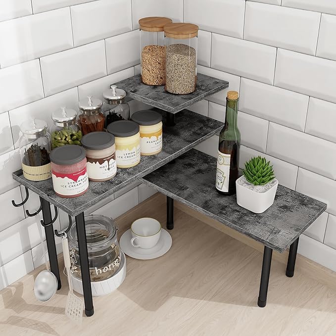 Homode Kitchen Countertop Organizer, 3 Tier Corner Shelf Bathroom Counter by Homode