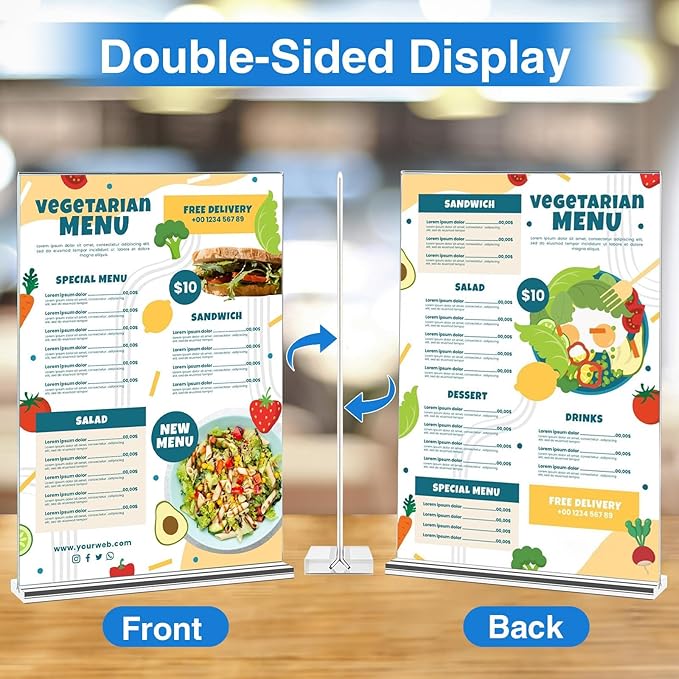 Daofary Acrylic Sign Holder 4 x 6 Inches 4 Pack, Double-Sided Stand up Table - Image 4