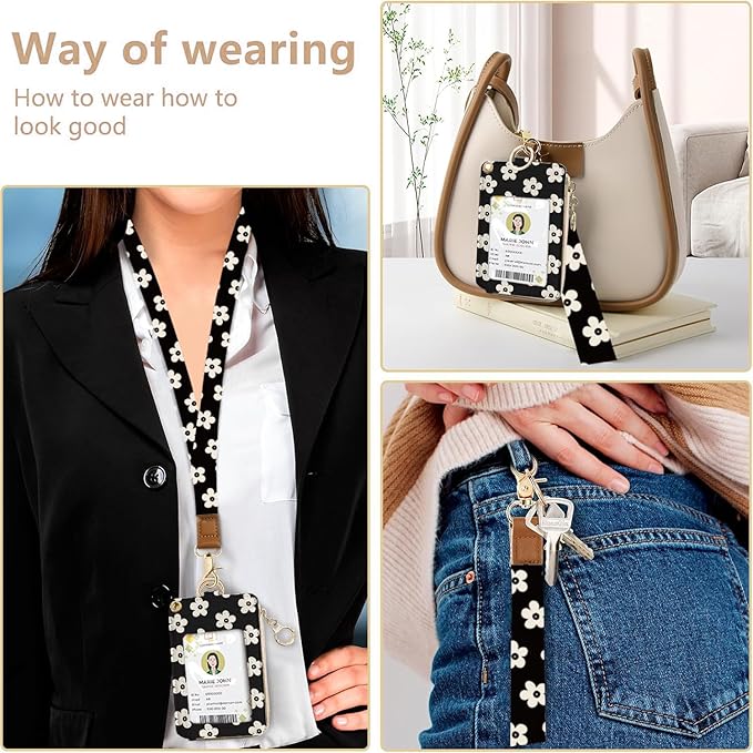 bolimoss Cute Floral Lanyard Wallet and ID Badge Holder - Image 5