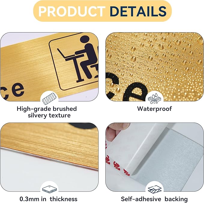 The Office Sign for Home and Business Door，Self-Adhesive Waterproof and - Image 3