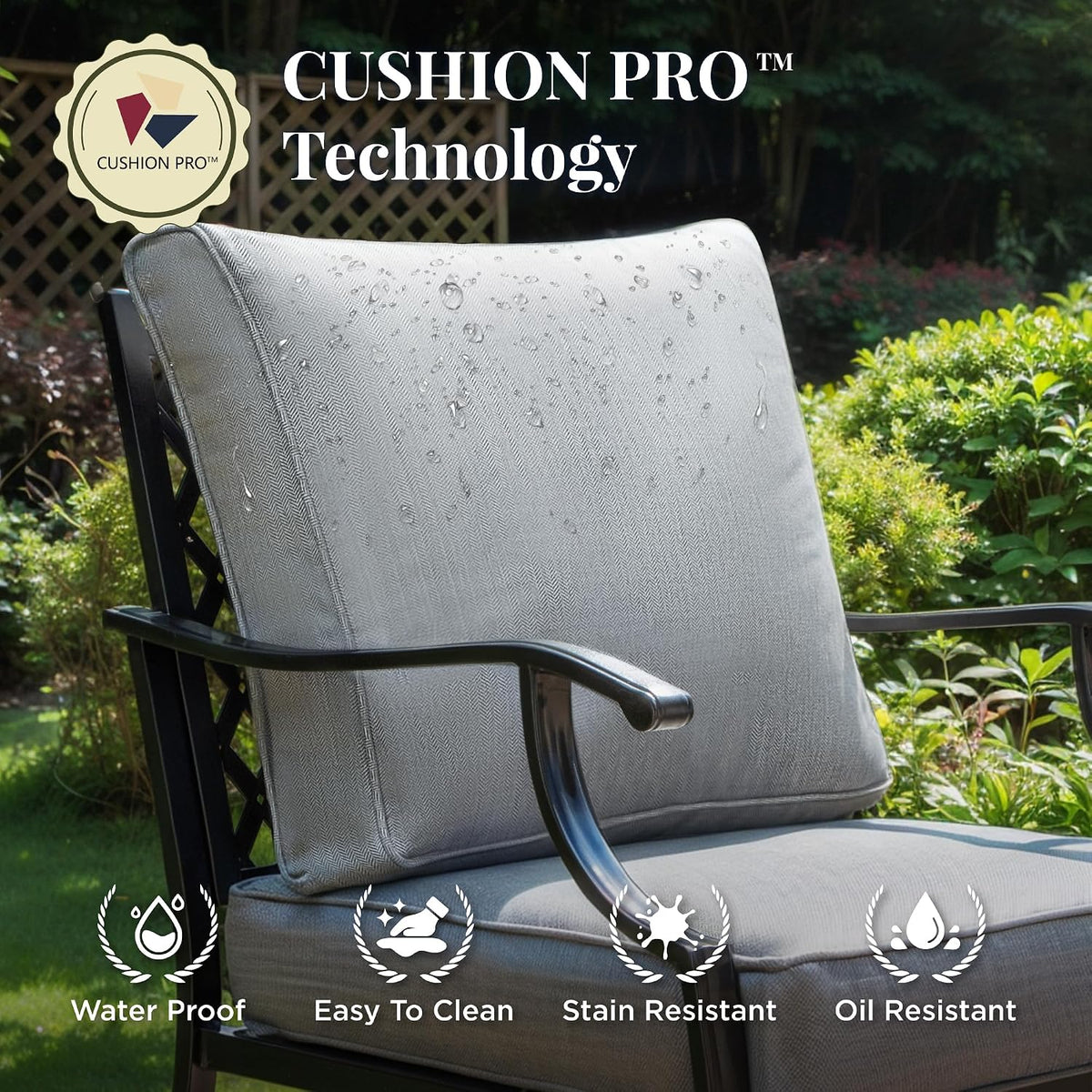 MIXPATIO 5-Piece Wrought Iron Patio Conversation Set, Rocking Chairs, Grey