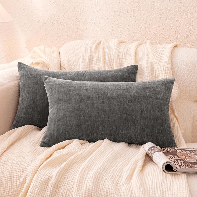 Amazon Basics Chenille Throw Pillow Covers, Home Decor Lumbar Cushion Cover by AmazonBasics
