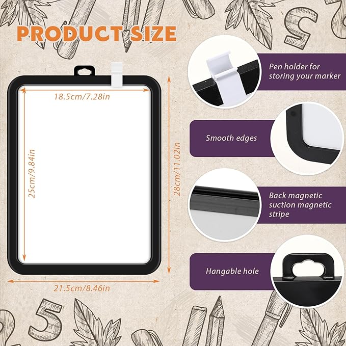 Outus 10 Pcs Dry Erase Mini White Boards Bulk 8.5 x 11'' Small Magnetic - Image 2