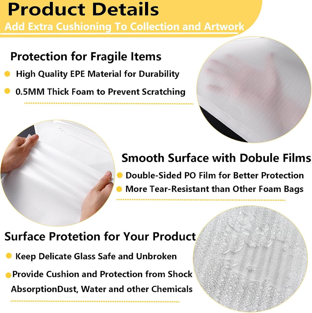 12”x16” 100Pack Foam Pouches, Large Moving Supplies for Packing Dishes Artwork, 0.5MM Thick Cushion Foam Bags for Storing Shipping Breakables, fragile Padding Material Sleeves for Fragile Plates China