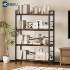 4 Tier Bookshelf 31.49" Width, Book Organizers and Storage, Wood and Metal Tall - Image 4