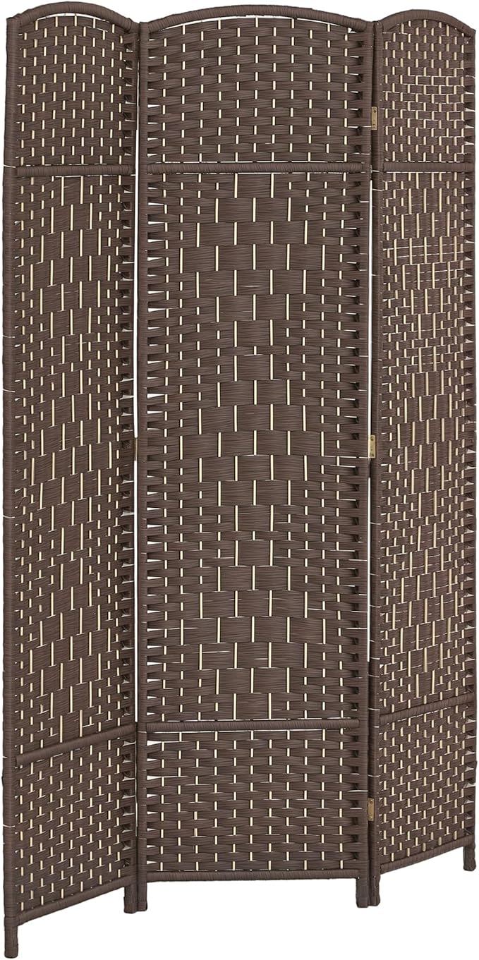 HOMCOM 3 Panel Room Divider, Hand-Woven Freestanding Wall Partition by HOMCOM