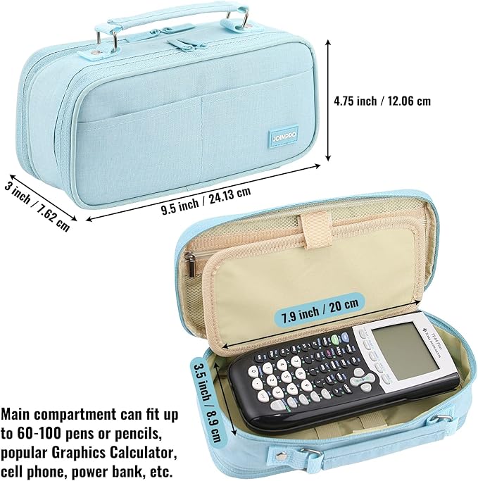 JOINPRO Pencil Case, Large Capacity Pencil Case Organizer; Double Zipper - Image 2