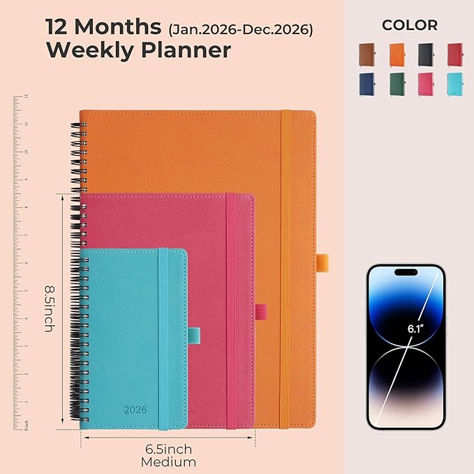 IN-LUXPRO Planner 2026 Daily Weekly and Monthly, 12 Months Spiral Bound - Image 2