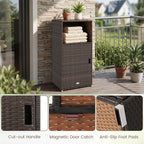 tangkula rattan outdoor storage cabinet with 3 storage showing dimensions