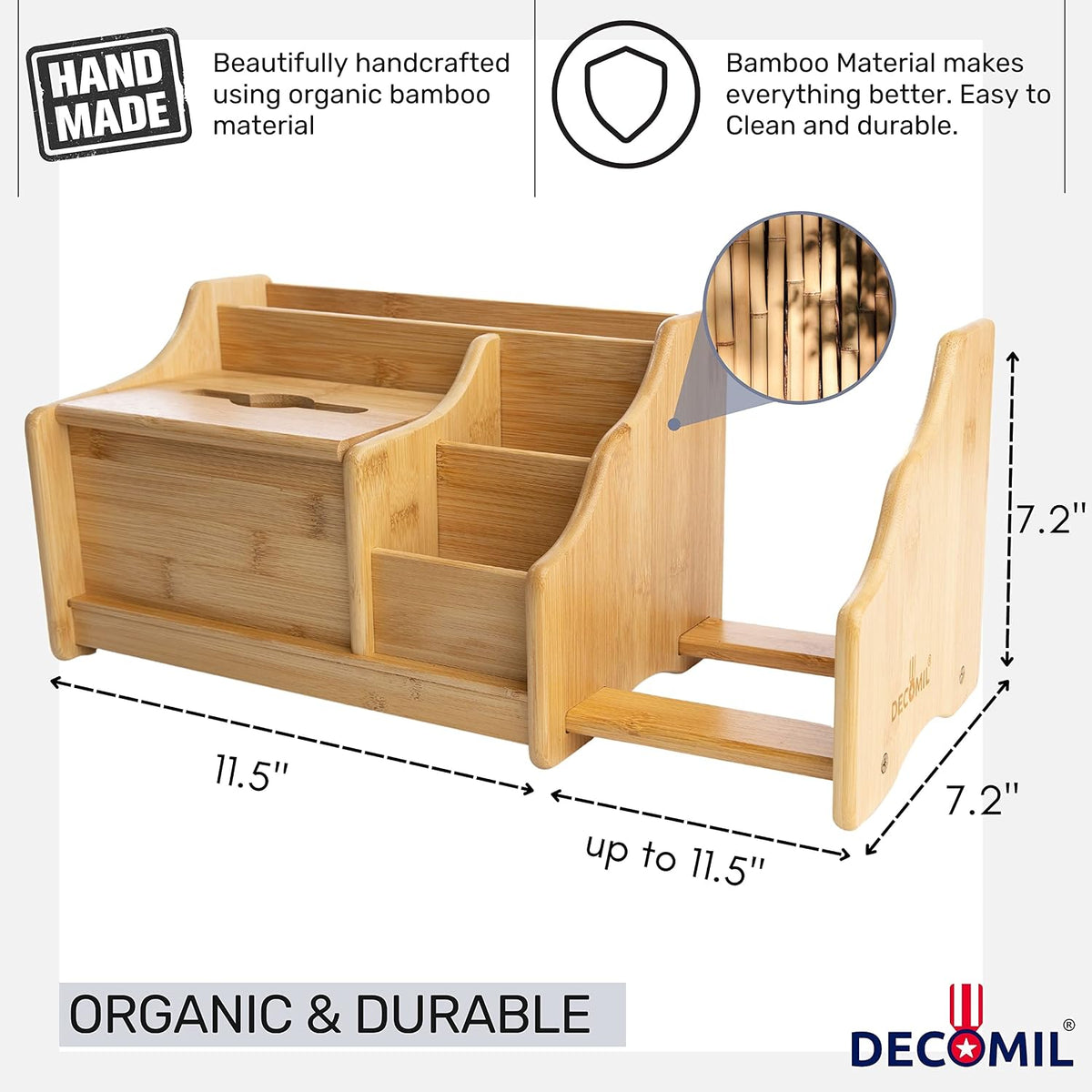 DECOMIL Bamboo Desk Organizer, Wood Desktop Shelf, Perfect Office Decor for O...