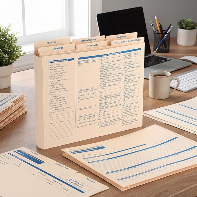 25 Set Employee Personnel File Folders Bulk 6 Folders Expanded Employee Record - Image 4